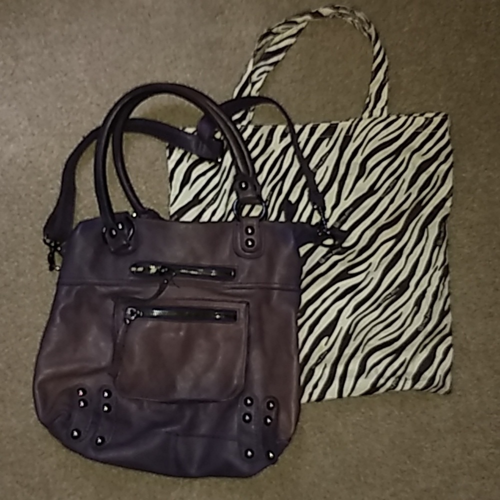 Linea Pelle purple leather tote